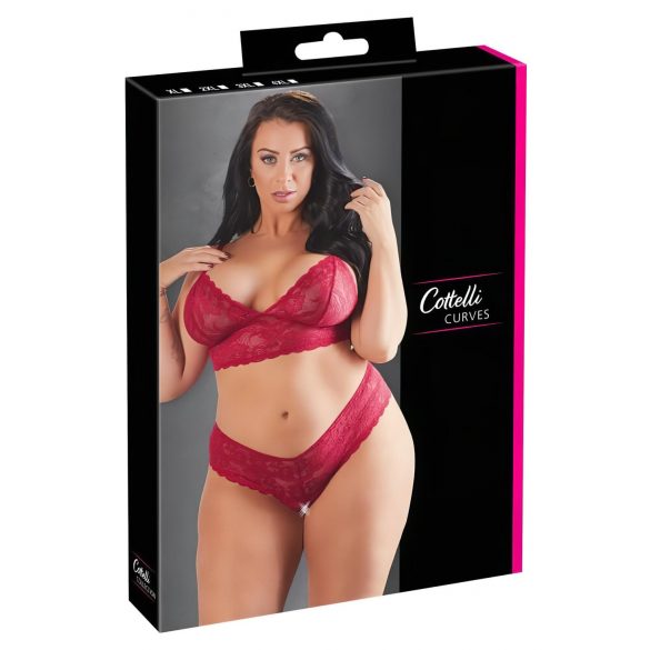 Cottelli Plus Size - zacht kant bh-set (rood) - 2XL