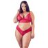 Cottelli Plus Size - zacht kant bh-set (rood) - 2XL