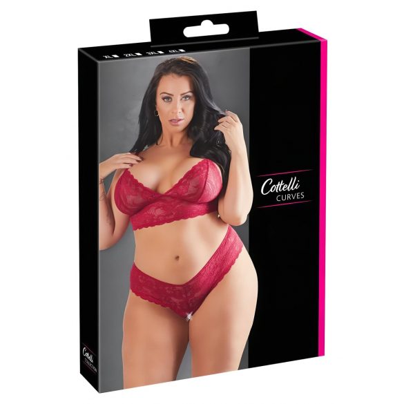 Cottelli Plus Size - zachte kanten beha set (rood) - 3XL