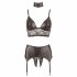 Cottelli Bondage - kanten glanzend lingerie set (4-delig)