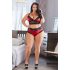 Cottelli Plus Size - Lace Satin Bra Set (Black-Red) 