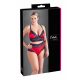 Cottelli Plus Size - Lace Satin Bra Set (Black-Red)  - 3XL