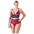 Cottelli Plus Size - Lace Satin Bra Set (Black-Red)  - 3XL