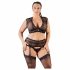 Cottelli Plus Size - strass kanten lingerie set (zwart)