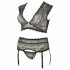 Cottelli Plus Size - strass kanten lingerie set (zwart)