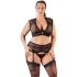 Cottelli Plus Size - strass kanten lingerie set (zwart) - XL