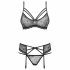 Obsessive 818-SEG-1 - kanten lingerie set met strasssteentjes (zwart) - L/XL