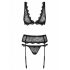 Obsessive Emperita - klein geborduurd lingerie set (zwart)