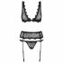 Obsessive Emperita - klein geborduurd lingerie set (zwart)