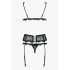 Obsessive Emperita - klein geborduurd lingerie set (zwart) - L/XL