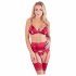 Abierta Fina - glinsterende ketting lingerieset (rood)