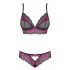 Obsessive Tulia - kanten lingerie set (zwart-roze)