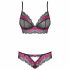 Obsessive Tulia - kanten lingerie set (zwart-roze)