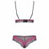 Obsessive Tulia - kanten lingerie set (zwart-roze)