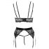 Abierta Fina - kanten lingerie trio (zwart) - L