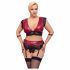 Cottelli Bondage Plus Size - kanten bh set (rood-zwart)