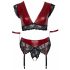 Cottelli Bondage Plus Size - kanten bh set (rood-zwart)