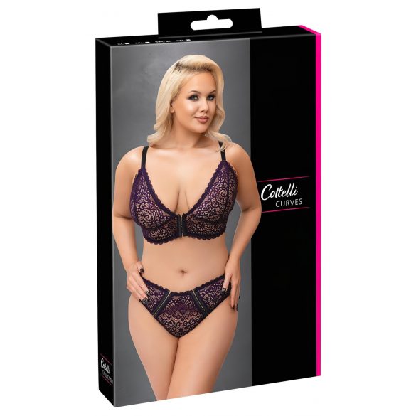 Cottelli Curves Plus Size - doorzichtige bh-set (paars)