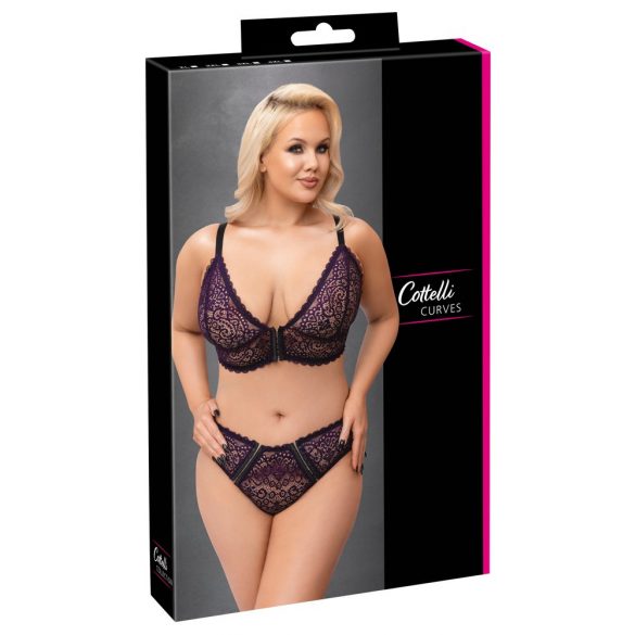 Cottelli Curves Plus Size - doorzichtige bh-set (paars) - 2XL