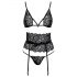 Kissable - set met tailleband-bh (zwart)