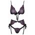 Kissable - zwart bh set met roze-paarse borduursel - L/XL