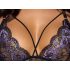 Cottelli - 3-delig kanten lingerie set (zwart-paars)