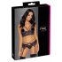 Cottelli - 3-delig kanten lingerie set (zwart-paars) - M