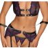 Cottelli Bondage - lingerieset met polsboeien (zwart-paars) - L