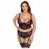 Cottelli Plus Size - BH-set met jarretelles (zwart-rood)