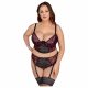 Cottelli Plus Size - BH-set met jarretelles (zwart-rood)