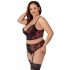 Cottelli Plus Size - BH-set met jarretelles (zwart-rood)