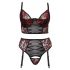 Cottelli Plus Size - BH-set met jarretelles (zwart-rood)