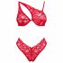 Obsessive Atenica - kanten lingerie set met kruisbandjes (rood) - M/L