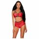 Obsessive Leatheria - leren look beha set (rood) - S/M