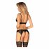 Obsessive Chemeris - bh set met jarretels (zwart) - M/L