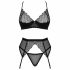 Obsessive Chemeris - bh set met jarretels (zwart) - M/L