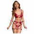 Cottelli Bondage - glanzend beha set met handboeien (rood)