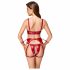 Cottelli Bondage - glanzend beha set met handboeien (rood)