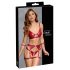 Cottelli Bondage - glanzend beha set met handboeien (rood)