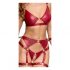 Cottelli Bondage - glanzend beha set met handboeien (rood) - M