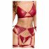 Cottelli Bondage - glanzend beha set met handboeien (rood) - M