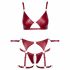 Cottelli Bondage - glanzend beha set met handboeien (rood) - M