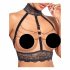 Abierta Fina - opengewerkt lingerie set met kettingen (zwart) - M