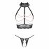 Abierta Fina - opengewerkt lingerie set met kettingen (zwart) - M