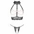 Abierta Fina - opengewerkt lingerie set met kettingen (zwart) - M