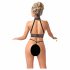 Abierta Fina - opengewerkt lingerie set met kettingen (zwart) - M