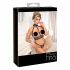 Abierta Fina - opengewerkt lingerie set met kettingen (zwart) - M