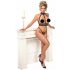 Abierta Fina - opengewerkt lingerie set met kettingen (zwart) - L