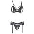 Cottelli - open kant lingerie set (zwart)