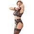 Cottelli Bondage - glanzend gestreepte kanten lingerie set (4-delig)